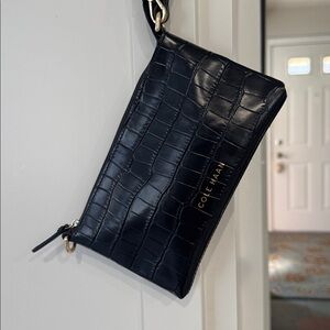 NWOT Cole Haan Grand Series Croc-Embossed Wristlet
